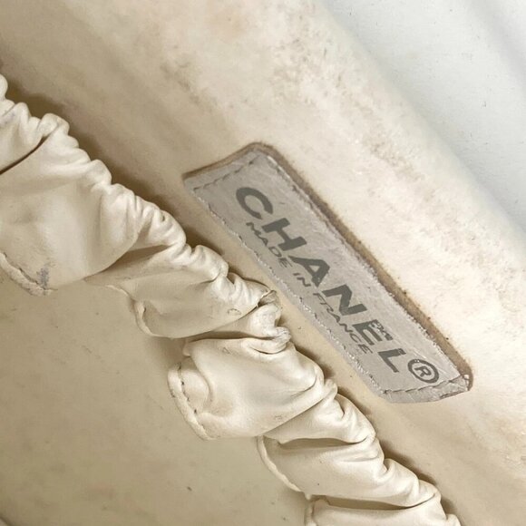 CHANEL By The Sea Line Vanity bag 2WAY Shoulder Bag Hand Bag Canvas Black/White - Picture 14 of 15